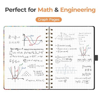 AHGXG Graph Grid Paper Notebook, 160 Pages, A5 Medium Size (5.7'' x 8.3''), 5 Squares per Inch, Hardcover, 100 GSM Thick Paper, for School, Students, Math, Engineering (Colourful Tree)