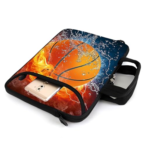 AMARY 13" 13.3" laptop sleeve chromebook case adjustable shoulder strap with handle accessory pocket (Hot basketball) - color: Hot Basketball
