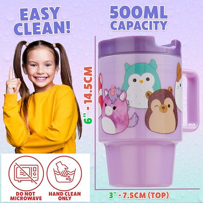 Get Trend Squishmallows Kids Water Bottle with Straw 16.9 oz BPA Free Plastic Cup with Lid Handle Reusable Tumbler for School Gifts for Kids (Lilac Squishmallows) - color: Lilac Squishmallow