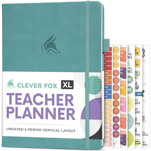 Clever Fox Teacher Planner, School & Homeschool Book, A4 Size Turquoise | Undated, 8.5x11, lay-flat binding, heavy-duty hardcover, teacher lesson weekly & daily planner, homeschool supplies - color: Turquoise, size: A4 (8.5" x 11")