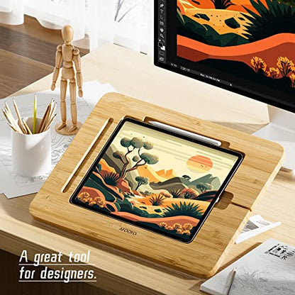 AFOOYO Bamboo Tablet Drawing Stand - Portable & Adjustable 5 Angles,Laptop Stands Riser, Book Reading Stand,Compatible with 9.7/10.2/10.5/10.9/11 inches - color: Bamboo, size: M-Fit 9.7/10.2/10.5/10.9/11 inches