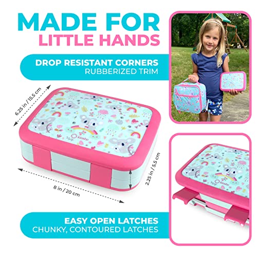 Bento Lunch Box for Kids with Thermo Food Jar for Hot Food Soup, Insulated Lunch Bag and Ice Cold Pack Set, Stainless Steel Lunch Thermal, Container Boxes with 4 Compartments, Koala - color: Koala