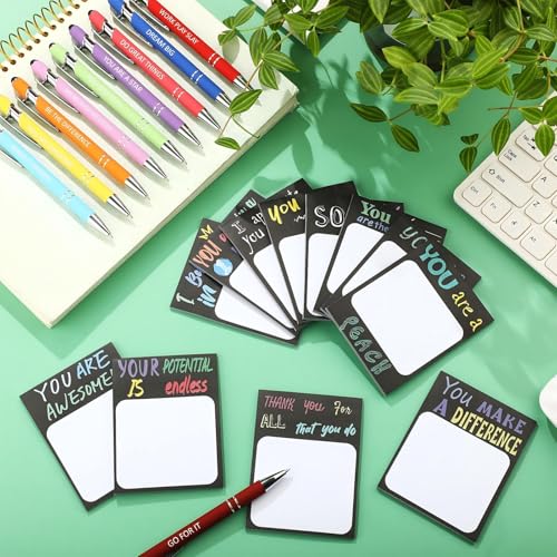 Geyee 24 Pcs Back to School Teacher Gifts Modern Sticky Notes with Funny Pens 3 x 4 Inch Employee Appreciation Gifts for Coworkers Teacher Office Staff Work Team Appreciation Gift - style: Modern