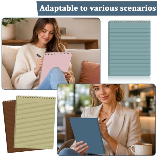 gisgfim 6 Pcs Boho Top Bound Spiral Notebooks 8-1/2" x 11" College Ruled Aesthetic Legal Pad Steno Pads Paper Notebook Wirebound Notepad for Writing School Office Business Supplies - color: Boho colorful