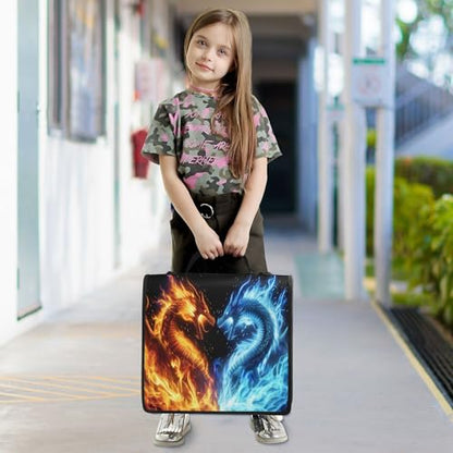 Dragon Zipper Binder with Shoulder Strap, 500 Sheets Capacity, Multiple Pockets 1.5Inch 3 Ring Zipper Binder - color: Dragon
