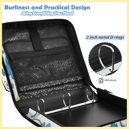 2 Inch Zipper Binder with 14 Inch Laptop Sleeve, Cute Cowgirl Wild West Blue Portfolio Case for School College Office, High Capacity Water-Resistant Binder Organizer Bag with Handle - color: Option I