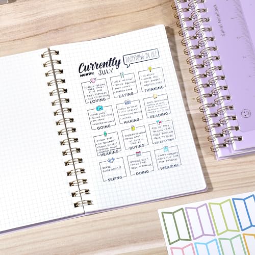 Yoment Graph Paper Spiral Notebook A5 Graphing Notebook 160 Pages Graph Paper Notebook Spiral Bound Waterproof Plastic Hardcover Spiral Journal 5x7 Grid Notebooks for Note Taking,Purple - color: Purple, style: A - Graph - A5