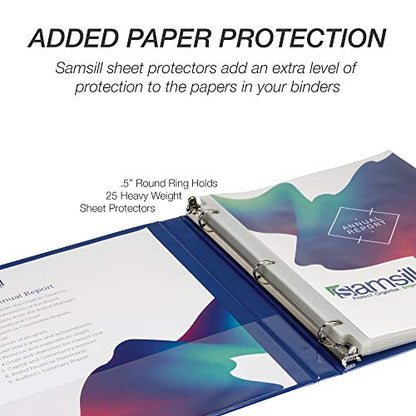 Samsill 8 Pack Durable 0.5 Inch 3 Ring Binders, Round Ring, Clear View Cover for Presentations, Black - color: Blue, size: 0.5-Inch