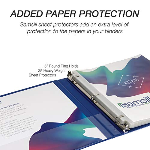 Samsill 4 Pack Durable 0.5 Inch 3 Ring Binders, Round Ring, Clear View Cover for Presentations, Blue - color: Blue, size: 0.5-Inch