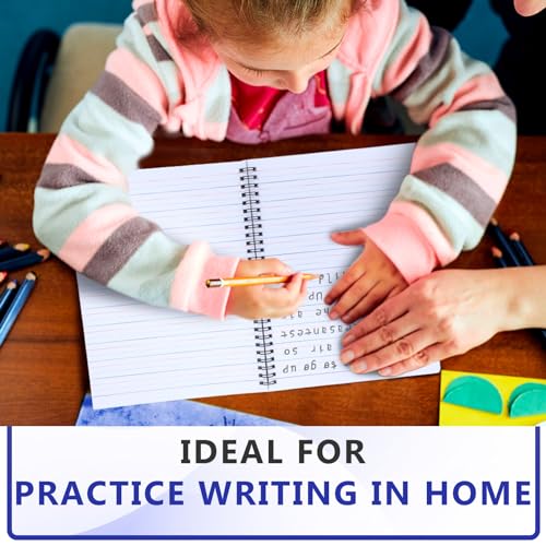 Gilprop 2 Pcs Primary Composition Notebook Spiral K-2 Writing Workbook Wide Ruled Paper Primary Journal 100 Sheets 9.8" x 7.5" Kindergarten Preschool Handwriting Notebook for Kids - color: Black