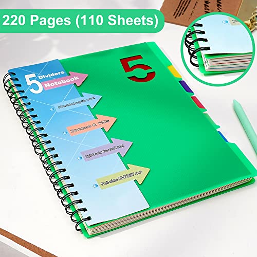 CAGIE 5 Subject Notebook & Discbound Notebook - 2 Pack, College Ruled A5 Notebook for School,Work