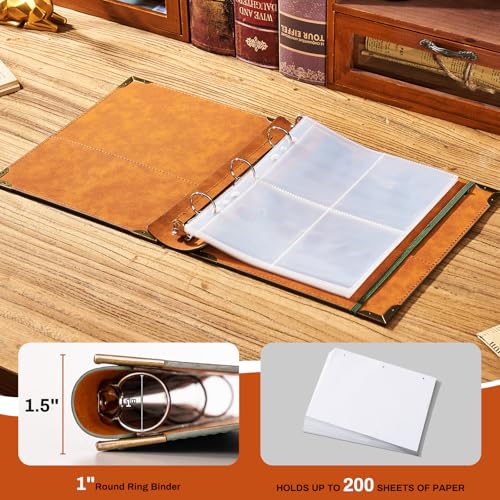 Ovesmusl PU Leather Mini 3 Ring Binder Fits 5.5" X 8.5" A5 Paper, 1 Inch Round Ring Binder Holds 200 Sheets, Notepad Paper Cover Loose Leaf Organizer, Green Tree of Life - color: Green Tree, size: 1" Ring (5.5"x8.5")