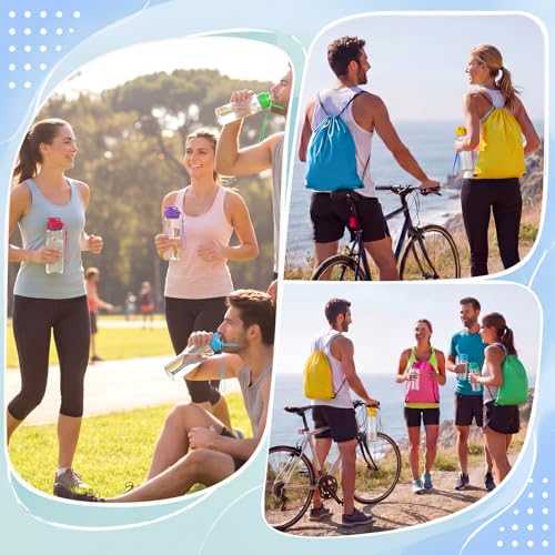 40 Pcs 17 oz Plastic Water Bottles Bulk and Drawstring Backpack Set for Back to School Gifts Reusable Flip Top Leakproof Water Bottles with Handle Adults Sports Gym Travel Outdoor(Vivid) - color: Vivid