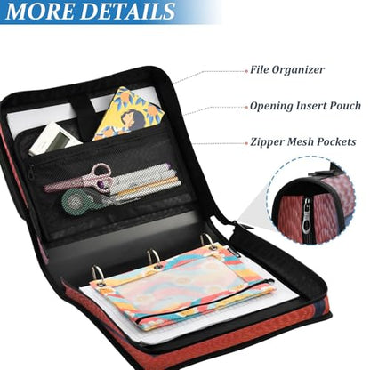 Kcldeci Personalized Zipper Binder 3 Ring，Closeup Basketball Texture Custom Zipper Binder Organizer 1.5inch for School and Office Expanding File Folder - color: A16