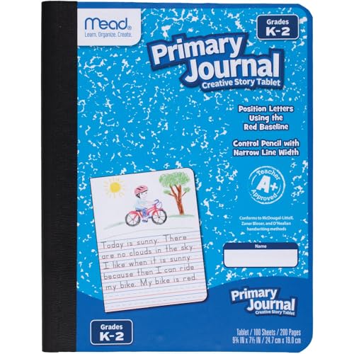 Mead Primary Journal Creative Story Tablet Composition Notebook, 7.5" x 9.75", Grades K-2, 100 Sheets, Color Selected For You (10297) - color: Color Selected For You, size: 1 Pack