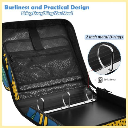 Cheetahs 2inch 3 Ring Zipper Binder Multi-Pocket Storage Holds 14 Inch Laptop for Students and Office Use - color: Cheetahs