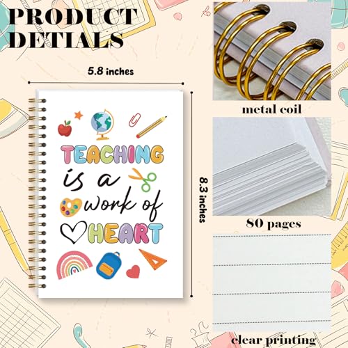 LRVSYUIN Teacher Notebook Journal, Funny Hardcover Spiral Notebook for Back to School Classroom Supplies, Teachers Appreciation Gift - Teaching is a work of heart (B01) - style: WhiteTeaching is a work of heart