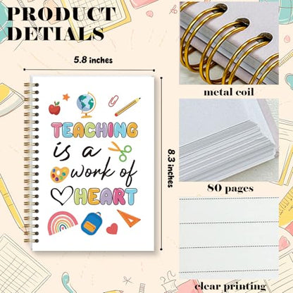 LRVSYUIN Teacher Notebook Journal, Funny Hardcover Spiral Notebook for Back to School Classroom Supplies, Teachers Appreciation Gift - Teaching is a work of heart (B01) - style: WhiteTeaching is a work of heart
