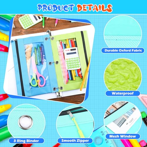 Zhehao 100 Pcs Zipper Binder Pencil Pouches:3 Ring Binder Pencil Pouches with Zipper Window Bulk Clear Pen Bags Case for Office School Classroom Supplies(Single Layer,8 Colors) - color: Delicate Color, style: Single Layer