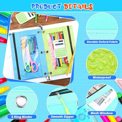 Zhehao 100 Pcs Zipper Binder Pencil Pouches:3 Ring Binder Pencil Pouches with Zipper Window Bulk Clear Pen Bags Case for Office School Classroom Supplies(Single Layer,8 Colors) - color: Delicate Color, style: Single Layer