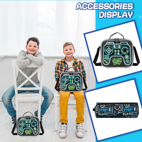 16inch Rolling Backpacks for Boys School Backpacks with Wheels for Elementary Preschool Students Kids Travel Luggage Suitase for Boys - color: Black Game