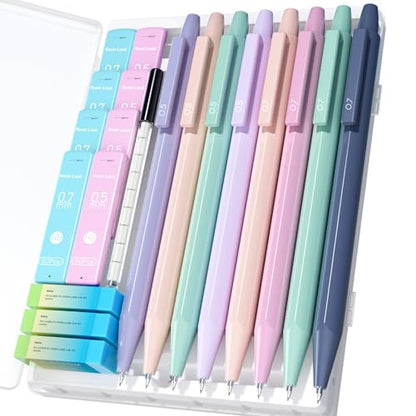 20PACK Mechanical Pencil, 8Pcs 0.5 0.7mm Mechanical Pencils Set With Eraser and 480 Pcs Refills, Cute Colored Preppy School Supplies Gift for Girls Writing - Come With Custom Case