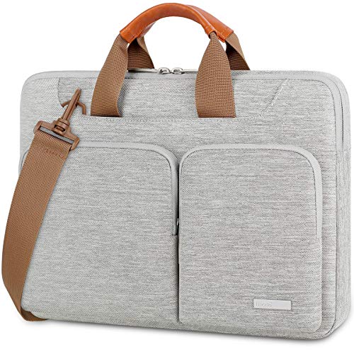 Lacdo 360° Protective Laptop Shoulder Bag, 14 Inch Laptop Sleeve Case for HP Lenovo Dell ASUS Acer Chromebook 14, HP Stream, Dell Inspiron, Lenovo IdeaPad, Acer Spin, ASUS ZenBook Computer Bag, Gray - color: Gray, size: 14 Inches