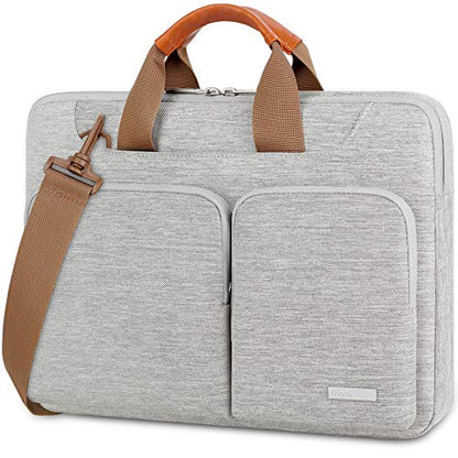 Lacdo 360° Protective Laptop Shoulder Bag, 14 Inch Laptop Sleeve Case for HP Lenovo Dell ASUS Acer Chromebook 14, HP Stream, Dell Inspiron, Lenovo IdeaPad, Acer Spin, ASUS ZenBook Computer Bag, Gray - color: Gray, size: 14 Inches