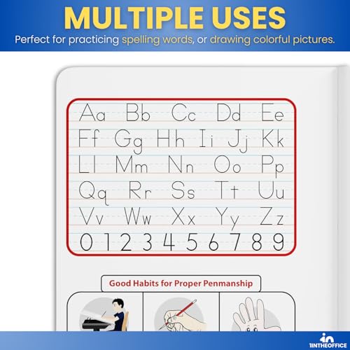 1InTheOffice Primary Composition Notebook K-2, Primary Journal, Kindergarten Notebook, 7.5" x 9.75", 100/Sheets, Red/Black Marble, 4 Pack