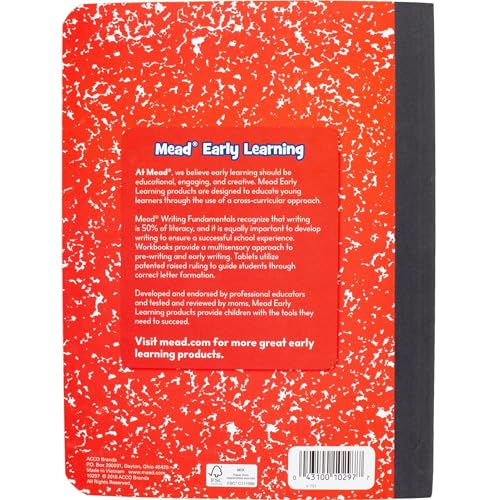 Mead Primary Journal Creative Story Tablet Composition Notebook, 7.5" x 9.75", Grades K-2, 100 Sheets, Red (489903-ECM) - color: Red, size: 1 Pack