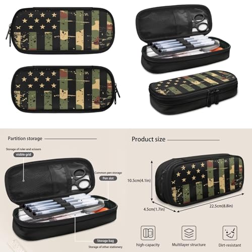 American Flag Backpack for Boys Camo Backpack and Lunch Box for School with Water Bottle Holder Large Pencil Case 4PCS Set Bookbag with Front Pocket As Back to School Birthdays Gifts - color: American Flag Camo