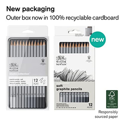 Winsor & Newton Studio Collection 아티스트 연필, 흑연 연필, 12개 세트 - style: 흑연 연필 12개
