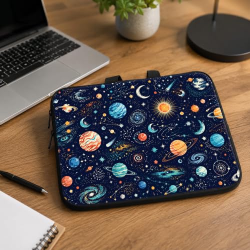 13 Inch Laptop Case Sleeve with Handle, Shockproof Slim Carrying Case | Soft Lining Computer Bag for MacBook Air 13 M3/M2/M1, MacBook Pro 13/14, iPad Pro 13 M4, Space Planet Print - color: Space Planet Print, size: 13-14 inch