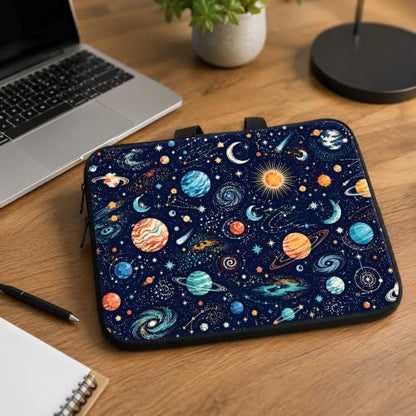 13 Inch Laptop Case Sleeve with Handle, Shockproof Slim Carrying Case | Soft Lining Computer Bag for MacBook Air 13 M3/M2/M1, MacBook Pro 13/14, iPad Pro 13 M4, Space Planet Print - color: Space Planet Print, size: 13-14 inch