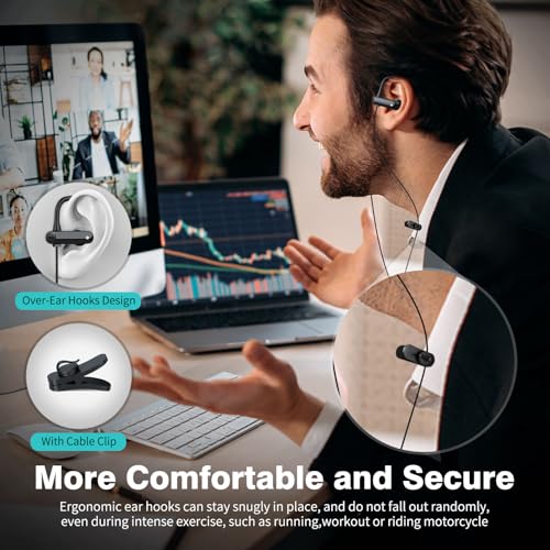USB Headphone with Over Ear Hook for PC Computer,8.2FT Wired Earbuds with Mute Mic Volume Control,USB A Earphone for Chromebook Laptop,Hifi Stereo Noise Canceling In-Ear Headset for School Office Zoom