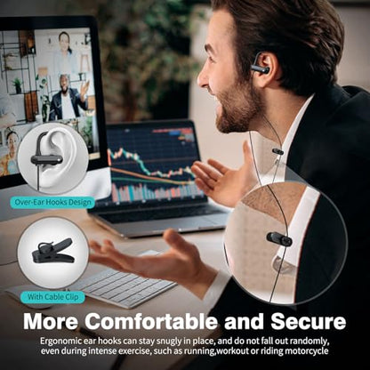 USB Headphone with Over Ear Hook for PC Computer,8.2FT Wired Earbuds with Mute Mic Volume Control,USB A Earphone for Chromebook Laptop,Hifi Stereo Noise Canceling In-Ear Headset for School Office Zoom