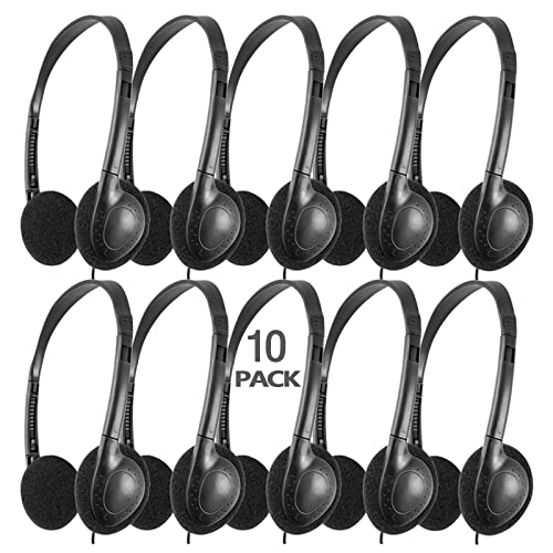 CN-Outlet Classroom Headphones Bulk 10 Pack for School,Libraries,Students,Adult, Individually Bagged Wholesale Disposable Headphones Classroom Earphones(Black) (Black, 10 Pack) - color: Black, size: 10 PACK