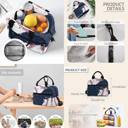 Baseball 3PCS Kids School Backpack for Boys Girls, 3 in 1 Set Student Teens School Bag 17 Inch Bookbag with Lunch Bag Pencil Case - color: Baseball