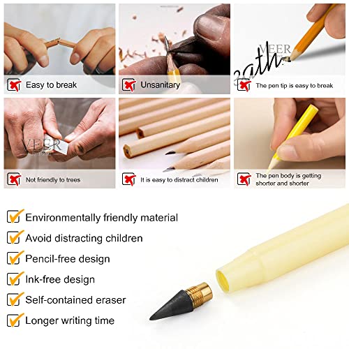 Ainiv Everlasting Pencil - 10 Pack Infinity Pencils with 20 Extra Erasers, Ideal for Home, Office, School Writing & Drawing - color: 10 Pieces-Morandi Colors