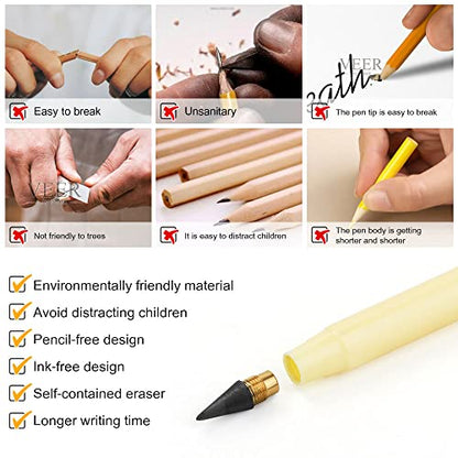 Ainiv Everlasting Pencil - 20 Pack Infinity Pencils with 20 Extra Erasers, Ideal for Home, Office, School Writing & Drawing - color: 20 Pieces-Morandi Colors