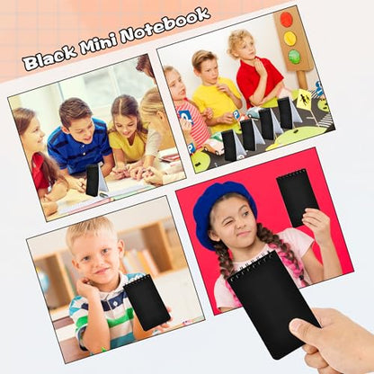80 Pcs Mini Spiral Notebooks Bulk Black Pocket Notepads 3 x 5 Inch 60 Sheets/120 Pages Small Spiral Notepads for Kids School Classroom Office