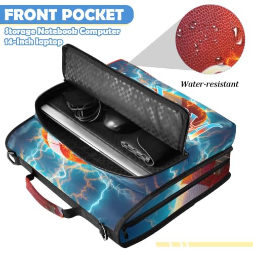 Custom Binder Bag Personalized Lightning Football 3 Ring Zipper Binder Bag with Laptop Pockets and Shoulder Strap Tote Binders Organizer Case for School Office - color: Custom Football