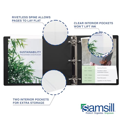 Samsill Durable 0.5 Inch Binder, D Ring Binder, Customizable Clear View Cover, Charcoal Black, Holds 125 Pages - color: Charcoal Black, size: 1 Pack