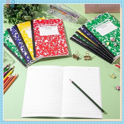 Fainne 150 Pack A5 Composition Notebooks Bulk Marble Cover Composition Notebooks College Notebook Wide Ruled Notebook for Students Classroom Office School Supplies (4 Color) - color: 4 Color