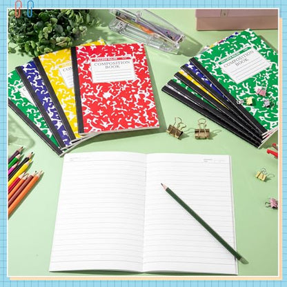 Fainne 150 Pack A5 Composition Notebooks Bulk Marble Cover Composition Notebooks College Notebook Wide Ruled Notebook for Students Classroom Office School Supplies (4 Color) - color: 4 Color