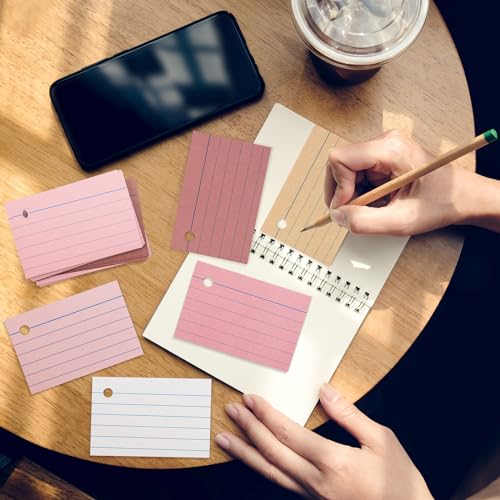 Epakh 300 Pieces Lined Index Cards 180 GSM Thick Flash Cards with Rings Notecards Punched Back to School for Studying Adults Home College Office(2 x 3 Inch,Yellow Series) - color: Yellow Series, size: 2 x 3 Inch