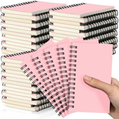 Jutom 54 Pcs Small Spiral Notebooks Memo Pads 3x5 Bulk Small Pocket Notepads Back to School Supplies Mini Notebook with Lined Mini Journals for Office & Work, 120 Pages (Pink) - color: Pink