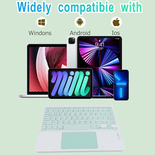 Ultra Slim Wireless Bluetooth Keyboard with Touchpad,10 Inch Ultra-Thin Rechargeable Portable Travel Keyboard for iOS Android Windows Smartphone Laptop Table,Student Kid Boy Girl Women Gift (Green) - color: green