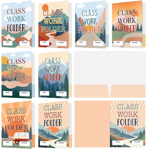 Yeaqee 32 Pcs Classwork Folders Homework Folders for Students Classwork Pocket Folder Portfolio Folder Homework Organizer for Classroom School Teachers Gifts Educational Supplies (Mountains) - style: Moving Mountains