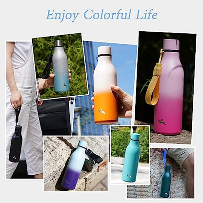 Konokyo 18 oz Insulated Stainless Steel Metal Water Bottle with Strap - color: Mint, size: 18 Ounces